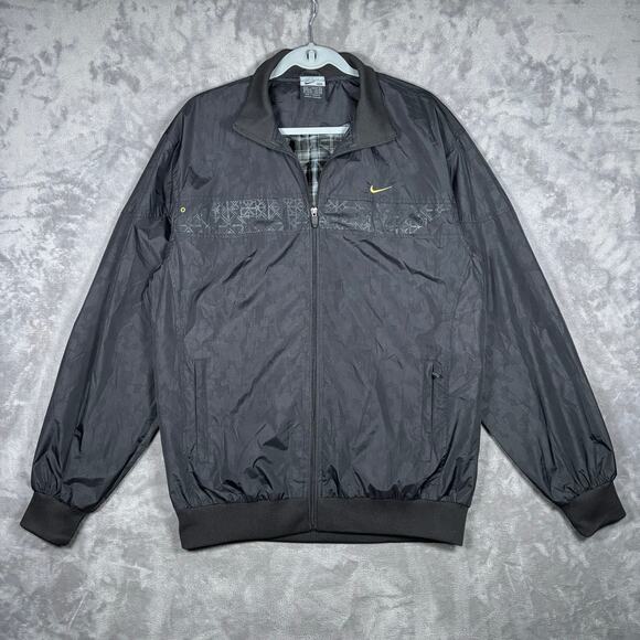 Nike ACG Retro Black Camo Windbreaker Jacket XXXL Plaid Lining Gold Swoosh - Picture 1 of 8